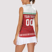 Custom Belarus Ice Hockey Women Sleeveless Polo Shirt 2025 Go Bisons Red Version