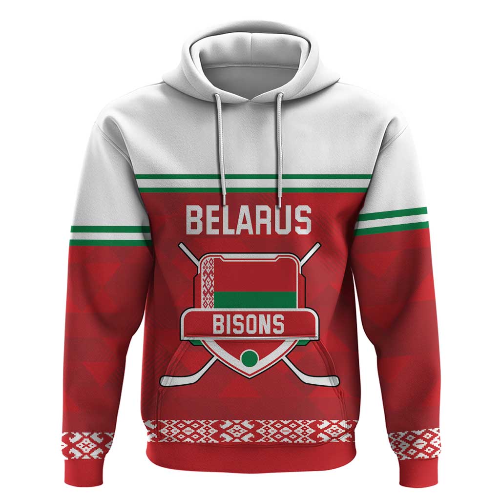 Custom Belarus Ice Hockey Zip Hoodie 2025 Go Bisons Red Version