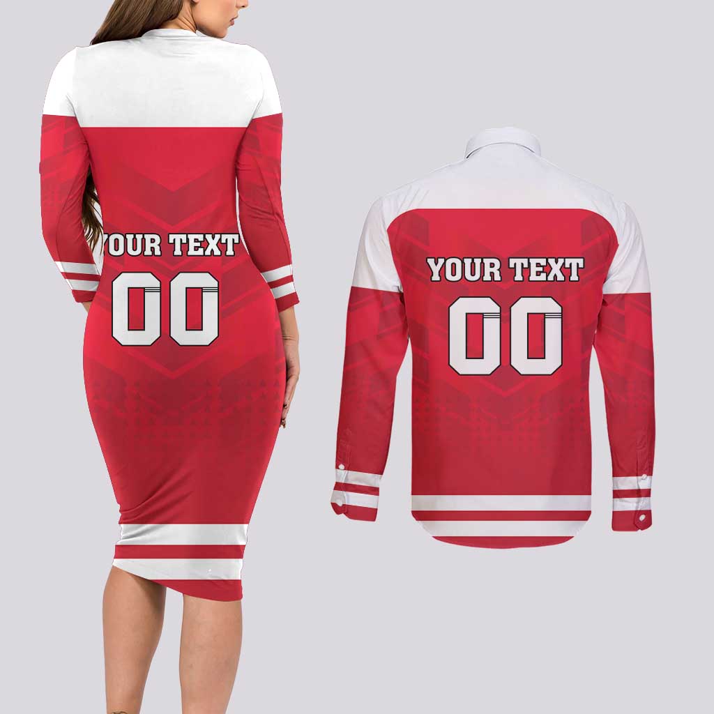Custom Austria Hockey Couples Matching Long Sleeve Bodycon Dress and Long Sleeve Button Shirt Die Adler Go Champions