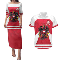 Custom Austria Hockey Couples Matching Puletasi and Hawaiian Shirt Die Adler Go Champions
