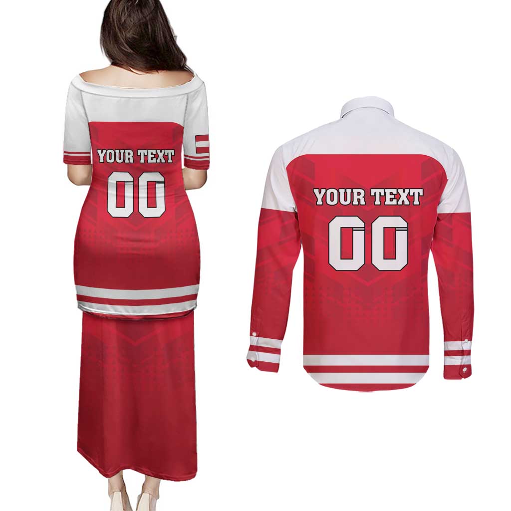 Custom Austria Hockey Couples Matching Puletasi and Long Sleeve Button Shirt Die Adler Go Champions