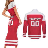 Custom Austria Hockey Couples Matching Short Sleeve Bodycon Dress and Long Sleeve Button Shirt Die Adler Go Champions