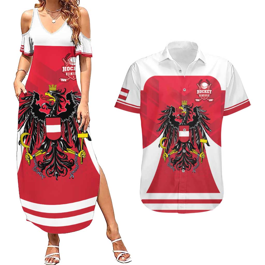Custom Austria Hockey Couples Matching Summer Maxi Dress and Hawaiian Shirt Die Adler Go Champions