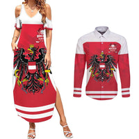 Custom Austria Hockey Couples Matching Summer Maxi Dress and Long Sleeve Button Shirt Die Adler Go Champions