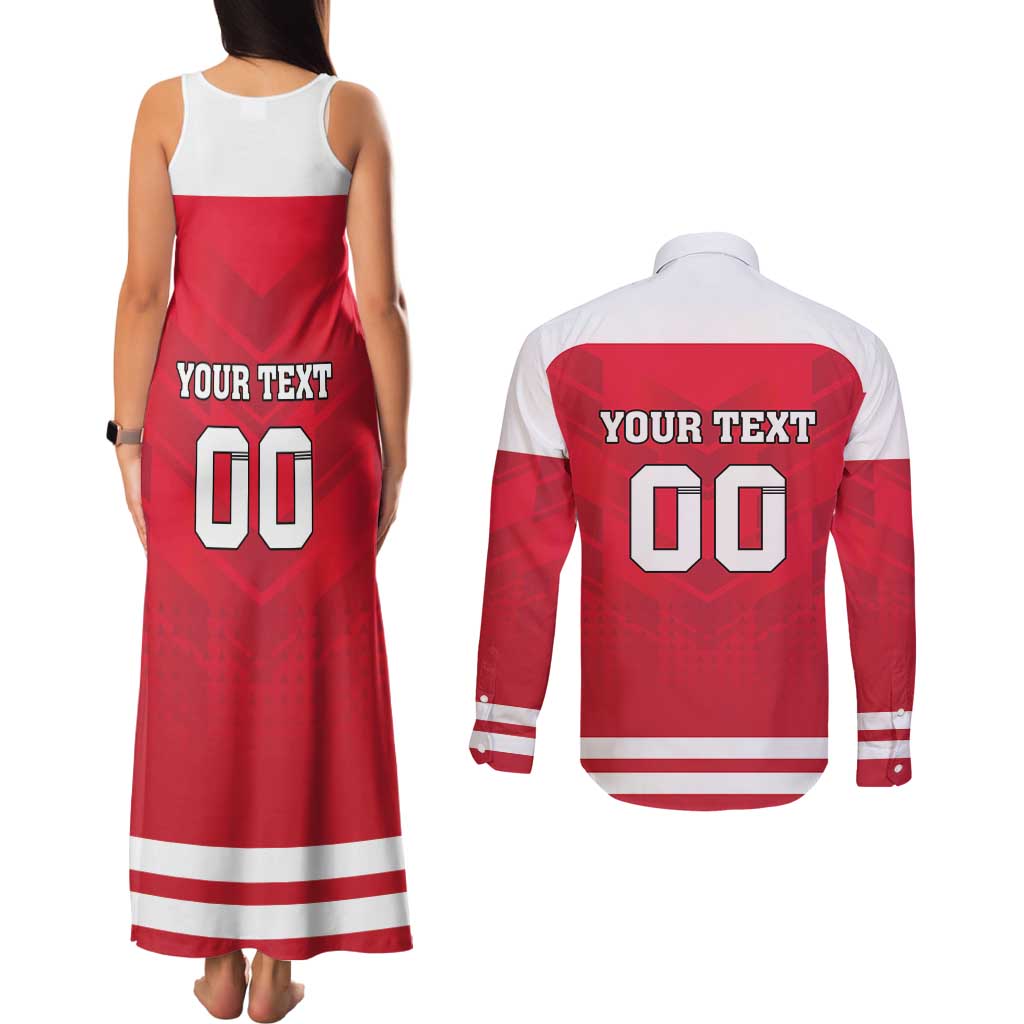 Custom Austria Hockey Couples Matching Tank Maxi Dress and Long Sleeve Button Shirt Die Adler Go Champions