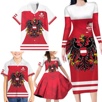 Custom Austria Hockey Family Matching Long Sleeve Bodycon Dress and Hawaiian Shirt Die Adler Go Champions
