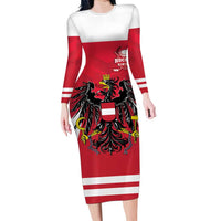 Custom Austria Hockey Family Matching Long Sleeve Bodycon Dress and Hawaiian Shirt Die Adler Go Champions