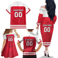 Custom Austria Hockey Family Matching Off The Shoulder Long Sleeve Dress and Hawaiian Shirt Die Adler Go Champions