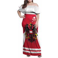 Custom Austria Hockey Family Matching Off Shoulder Maxi Dress and Hawaiian Shirt Die Adler Go Champions