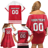 Custom Austria Hockey Family Matching Off Shoulder Short Dress and Hawaiian Shirt Die Adler Go Champions