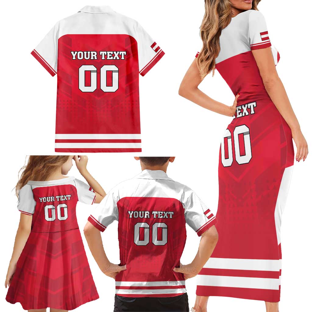 Custom Austria Hockey Family Matching Short Sleeve Bodycon Dress and Hawaiian Shirt Die Adler Go Champions