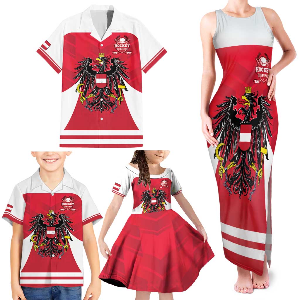 Custom Austria Hockey Family Matching Tank Maxi Dress and Hawaiian Shirt Die Adler Go Champions