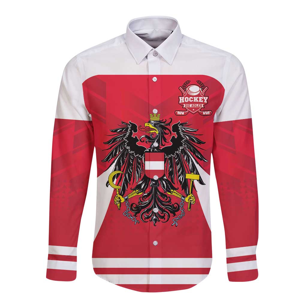 Custom Austria Hockey Long Sleeve Button Shirt Die Adler Go Champions