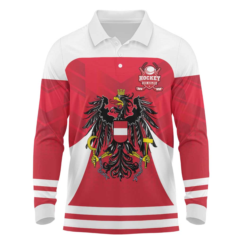Custom Austria Hockey Long Sleeve Polo Shirt Die Adler Go Champions