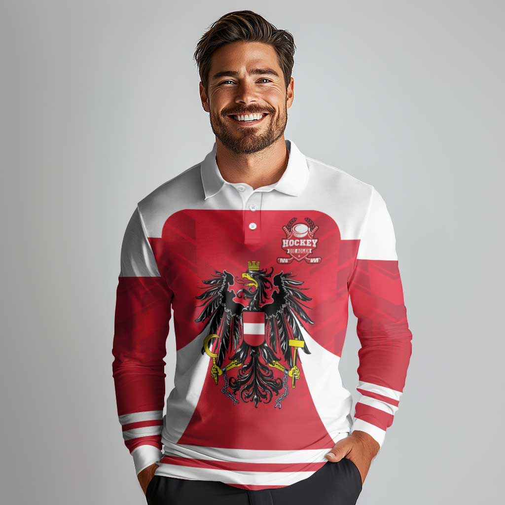 Custom Austria Hockey Long Sleeve Polo Shirt Die Adler Go Champions