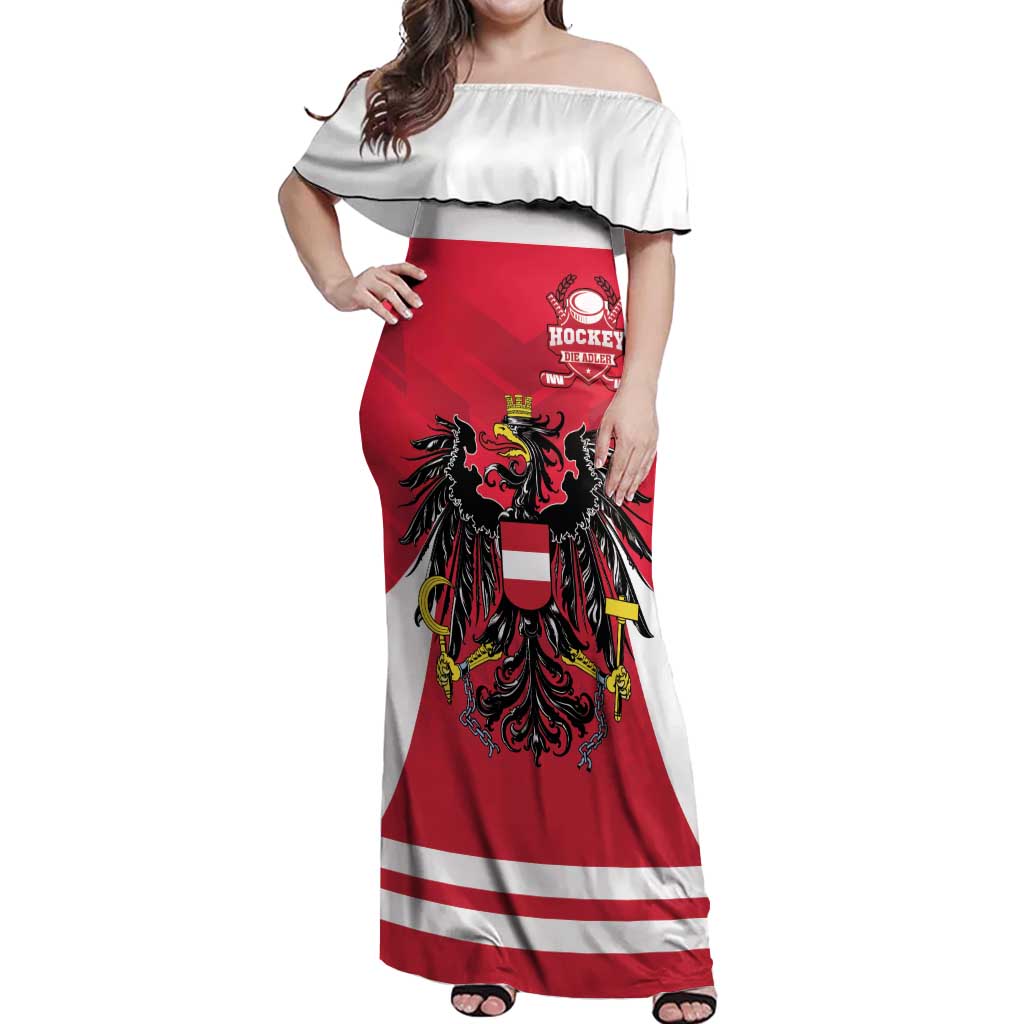Custom Austria Hockey Off Shoulder Maxi Dress Die Adler Go Champions