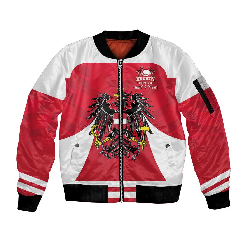 Custom Austria Hockey Sleeve Zip Bomber Jacket Die Adler Go Champions