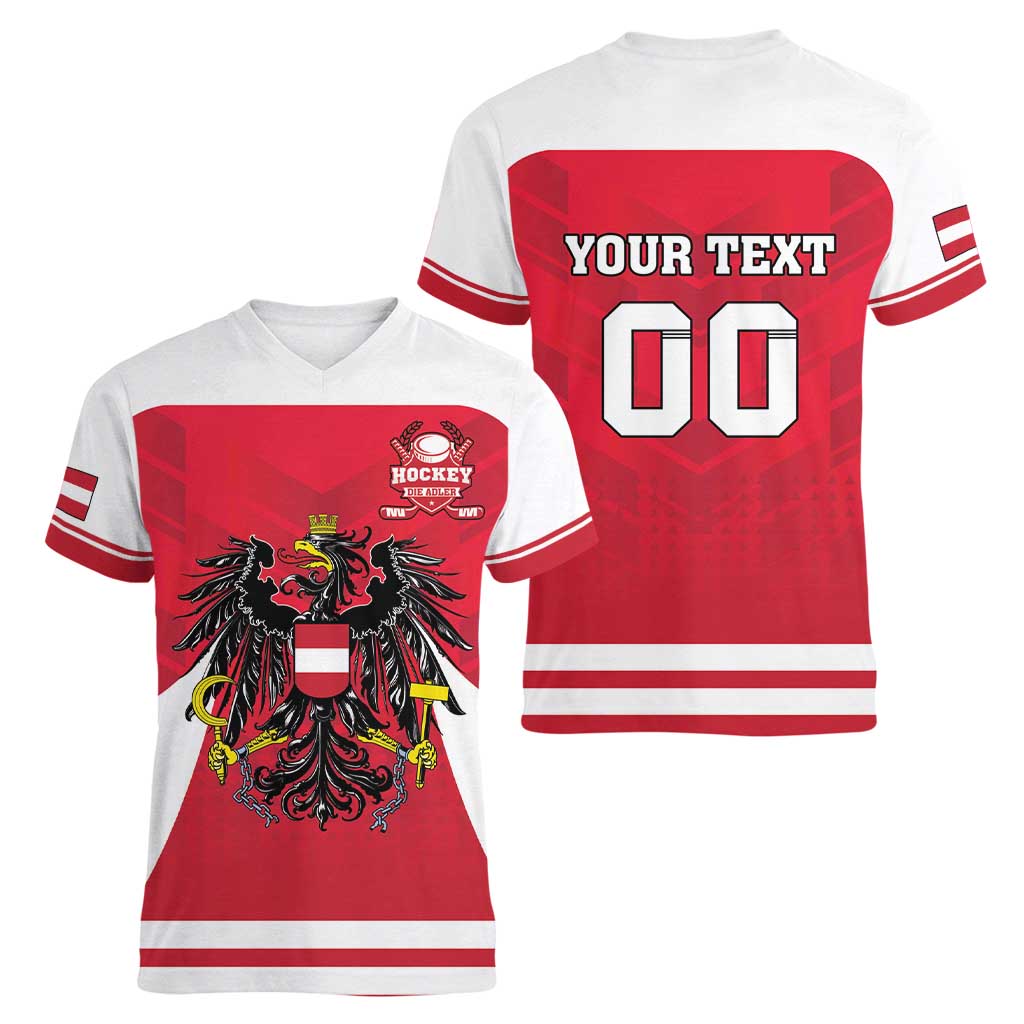 Custom Austria Hockey Women V-Neck T-Shirt Die Adler Go Champions