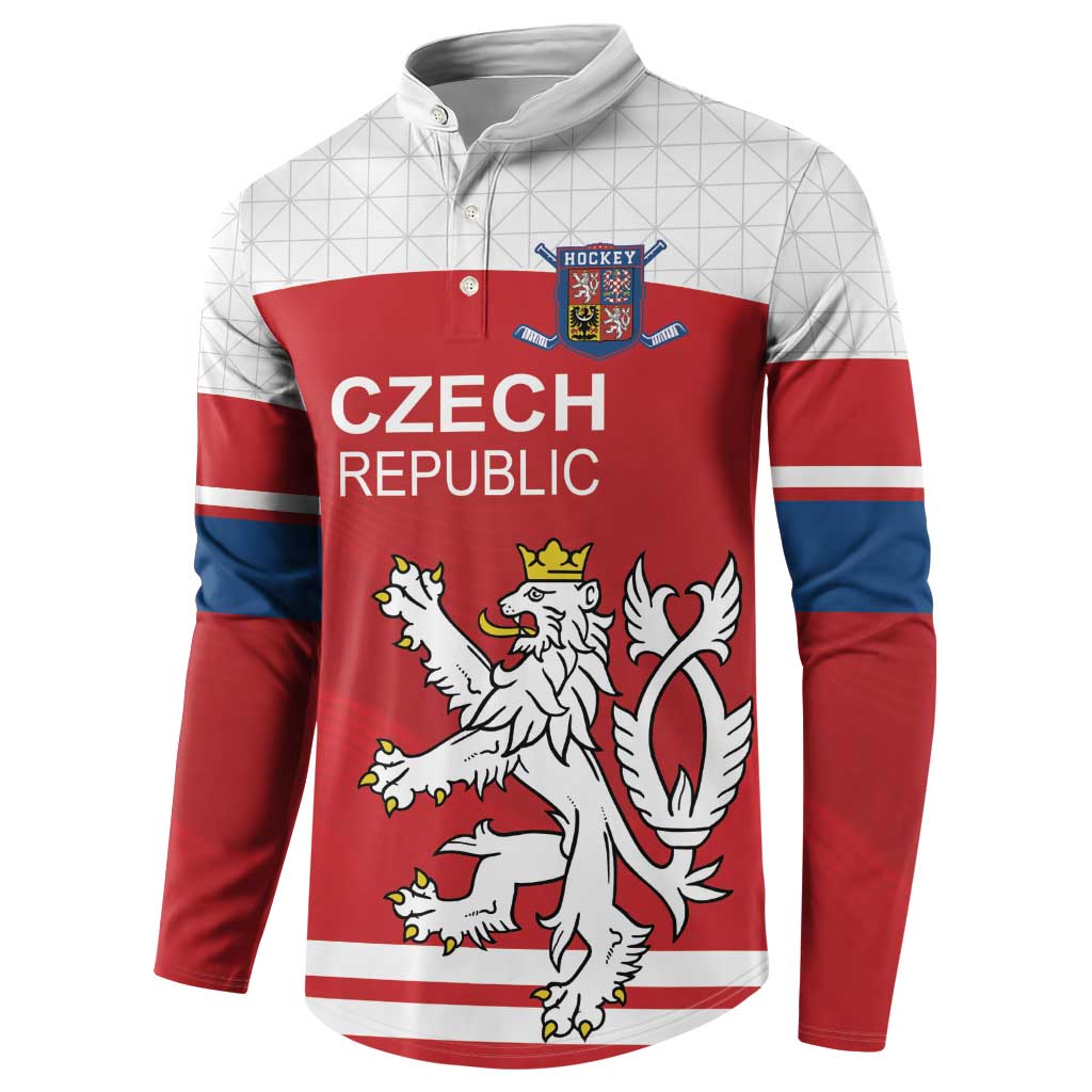 Custom Czech Republic Hockey Button Sweatshirt Czech Lion