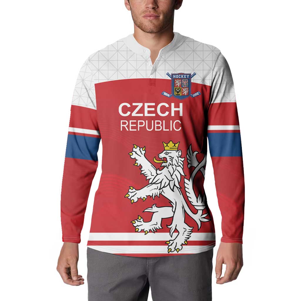 Custom Czech Republic Hockey Button Sweatshirt Czech Lion