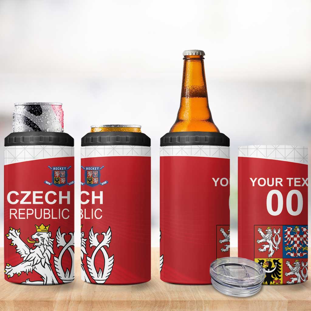Custom Czech Republic Hockey 4 in 1 Can Cooler Tumbler Czech Lion