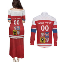 Custom Czech Republic Hockey Couples Matching Puletasi and Long Sleeve Button Shirt Czech Lion