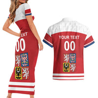 Custom Czech Republic Hockey Couples Matching Short Sleeve Bodycon Dress and Hawaiian Shirt Czech Lion