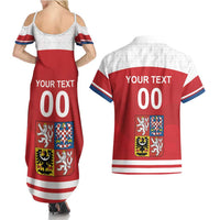 Custom Czech Republic Hockey Couples Matching Summer Maxi Dress and Hawaiian Shirt Czech Lion