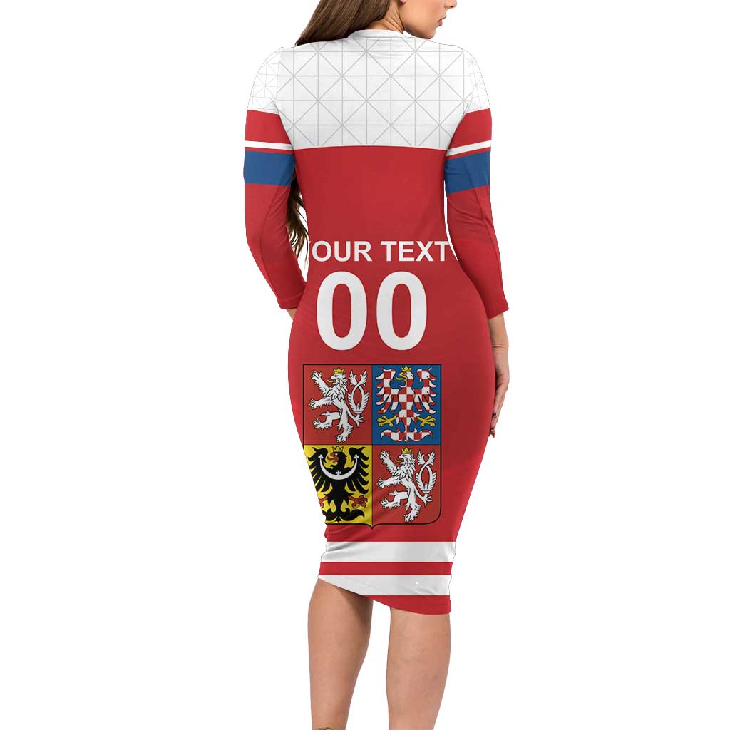 Custom Czech Republic Hockey Family Matching Long Sleeve Bodycon Dress and Hawaiian Shirt Czech Lion
