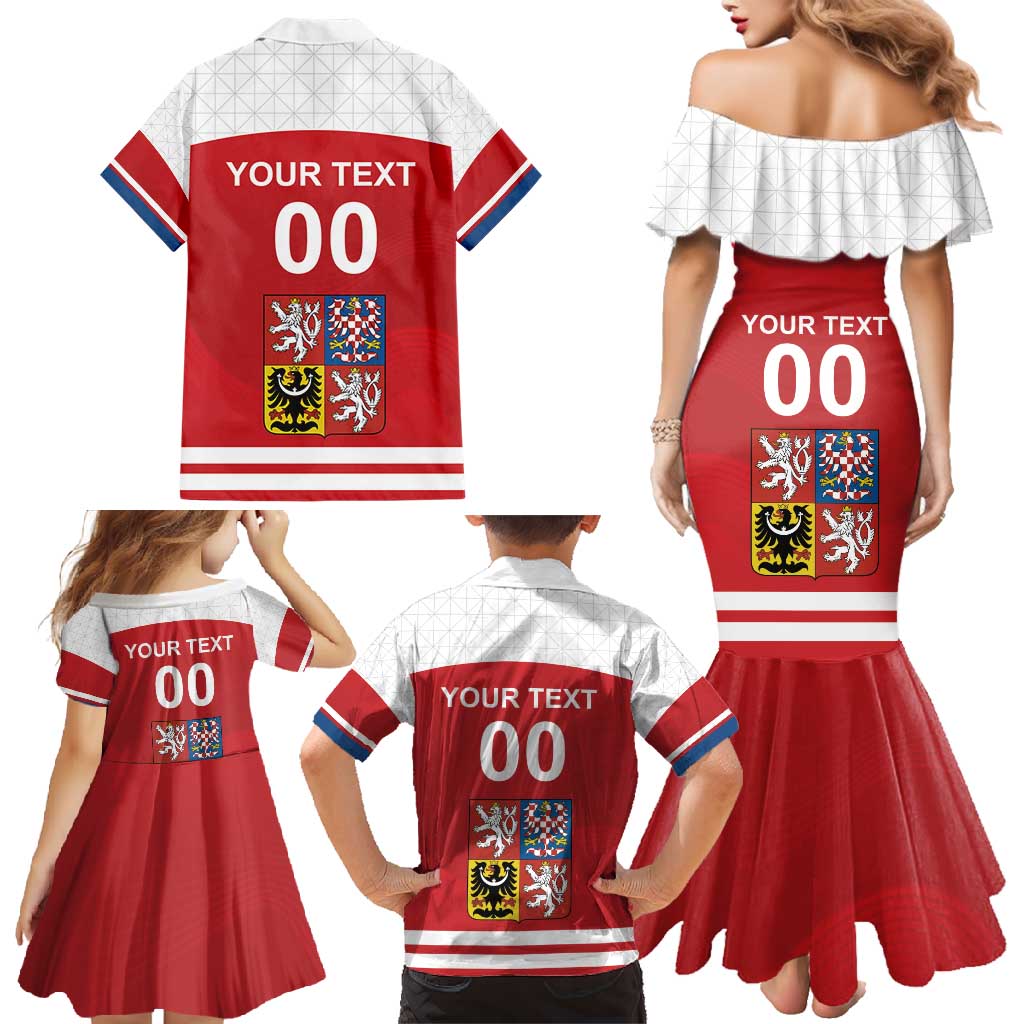 Custom Czech Republic Hockey Family Matching Mermaid Dress and Hawaiian Shirt Czech Lion