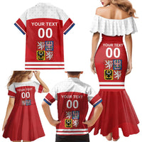 Custom Czech Republic Hockey Family Matching Mermaid Dress and Hawaiian Shirt Czech Lion