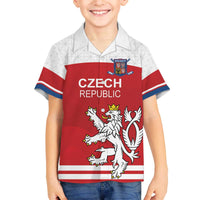 Custom Czech Republic Hockey Family Matching Off The Shoulder Long Sleeve Dress and Hawaiian Shirt Czech Lion