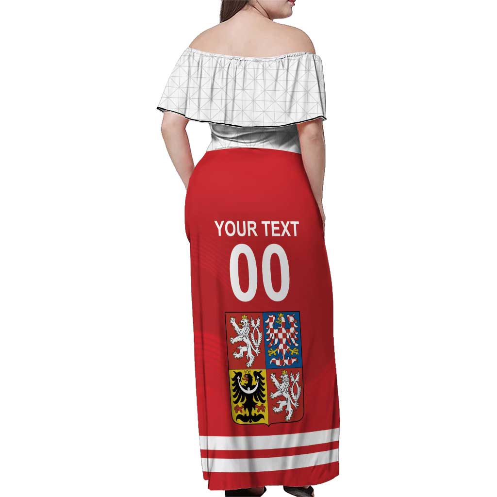 Custom Czech Republic Hockey Family Matching Off Shoulder Maxi Dress and Hawaiian Shirt Czech Lion