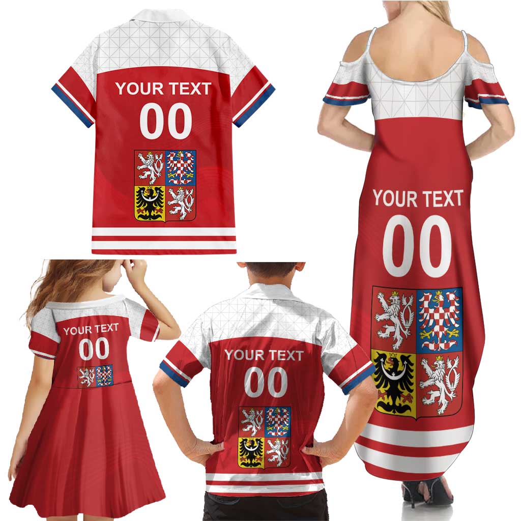 Custom Czech Republic Hockey Family Matching Summer Maxi Dress and Hawaiian Shirt Czech Lion
