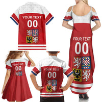 Custom Czech Republic Hockey Family Matching Summer Maxi Dress and Hawaiian Shirt Czech Lion