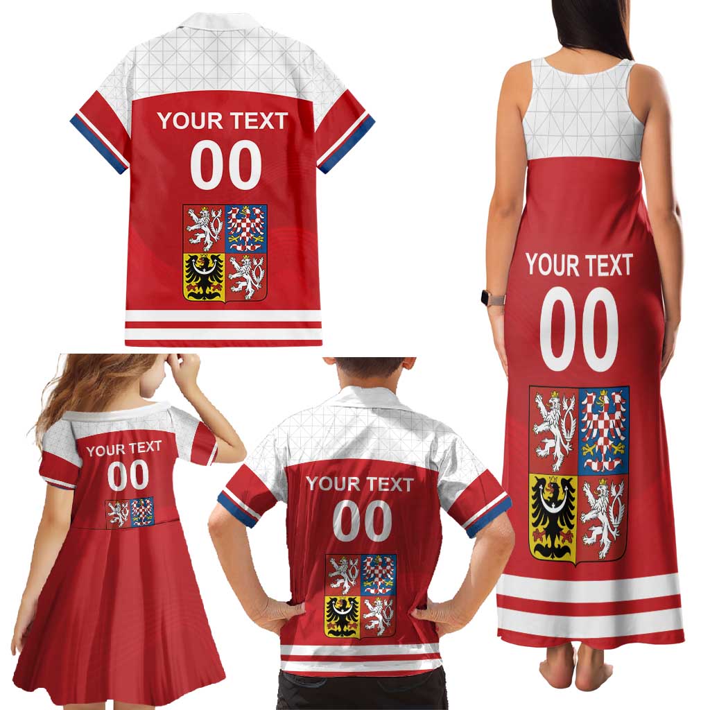 Custom Czech Republic Hockey Family Matching Tank Maxi Dress and Hawaiian Shirt Czech Lion