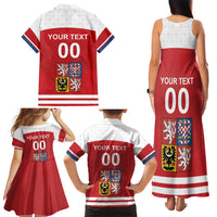 Custom Czech Republic Hockey Family Matching Tank Maxi Dress and Hawaiian Shirt Czech Lion
