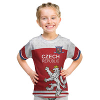 Custom Czech Republic Hockey Kid T Shirt Czech Lion