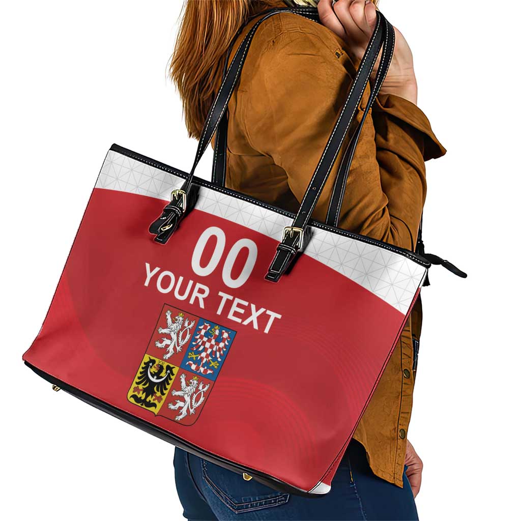 Custom Czech Republic Hockey Leather Tote Bag Czech Lion