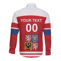 Custom Czech Republic Hockey Long Sleeve Button Shirt Czech Lion