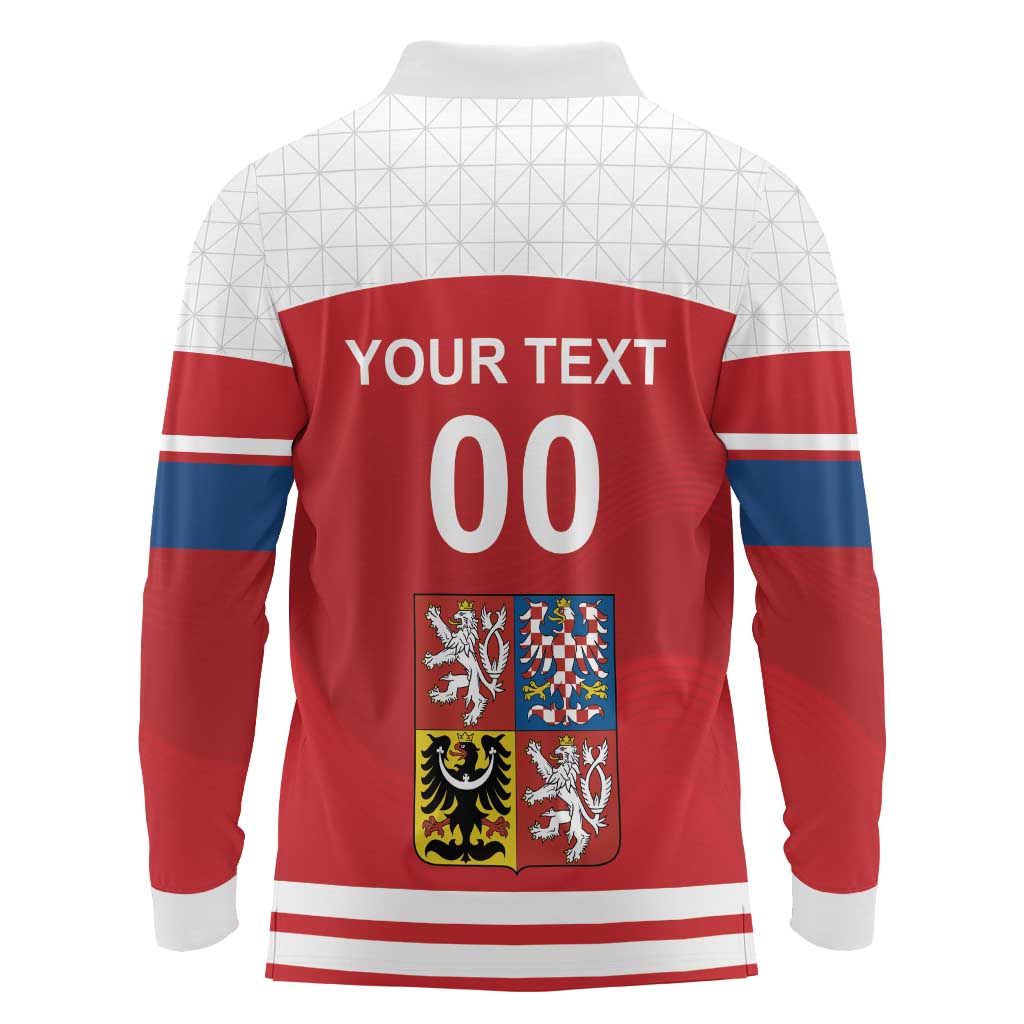 Custom Czech Republic Hockey Long Sleeve Polo Shirt Czech Lion