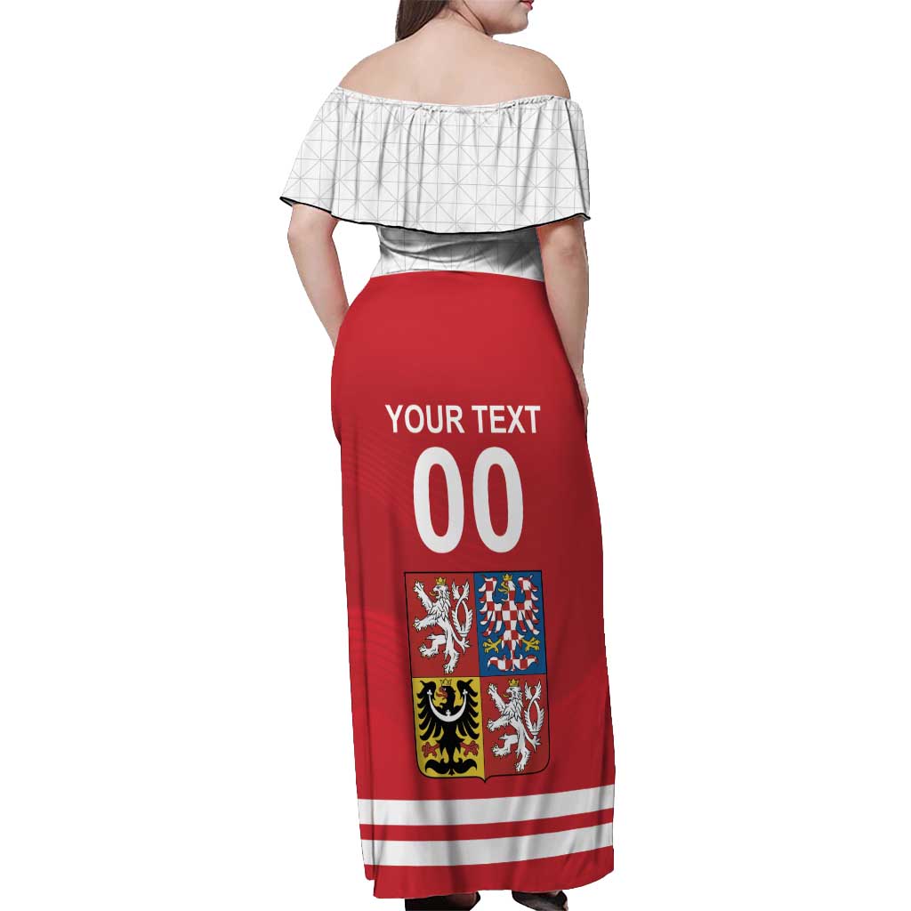 Custom Czech Republic Hockey Off Shoulder Maxi Dress Czech Lion