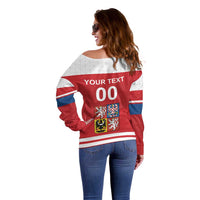 Custom Czech Republic Hockey Off Shoulder Sweater Czech Lion