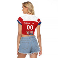 Custom Czech Republic Hockey Raglan Cropped T Shirt Czech Lion