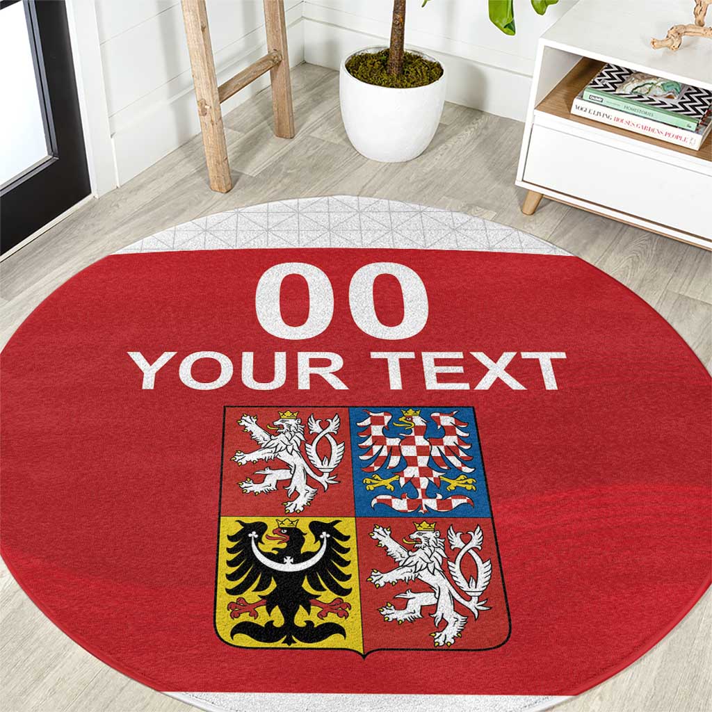 Custom Czech Republic Hockey Round Carpet Czech Lion