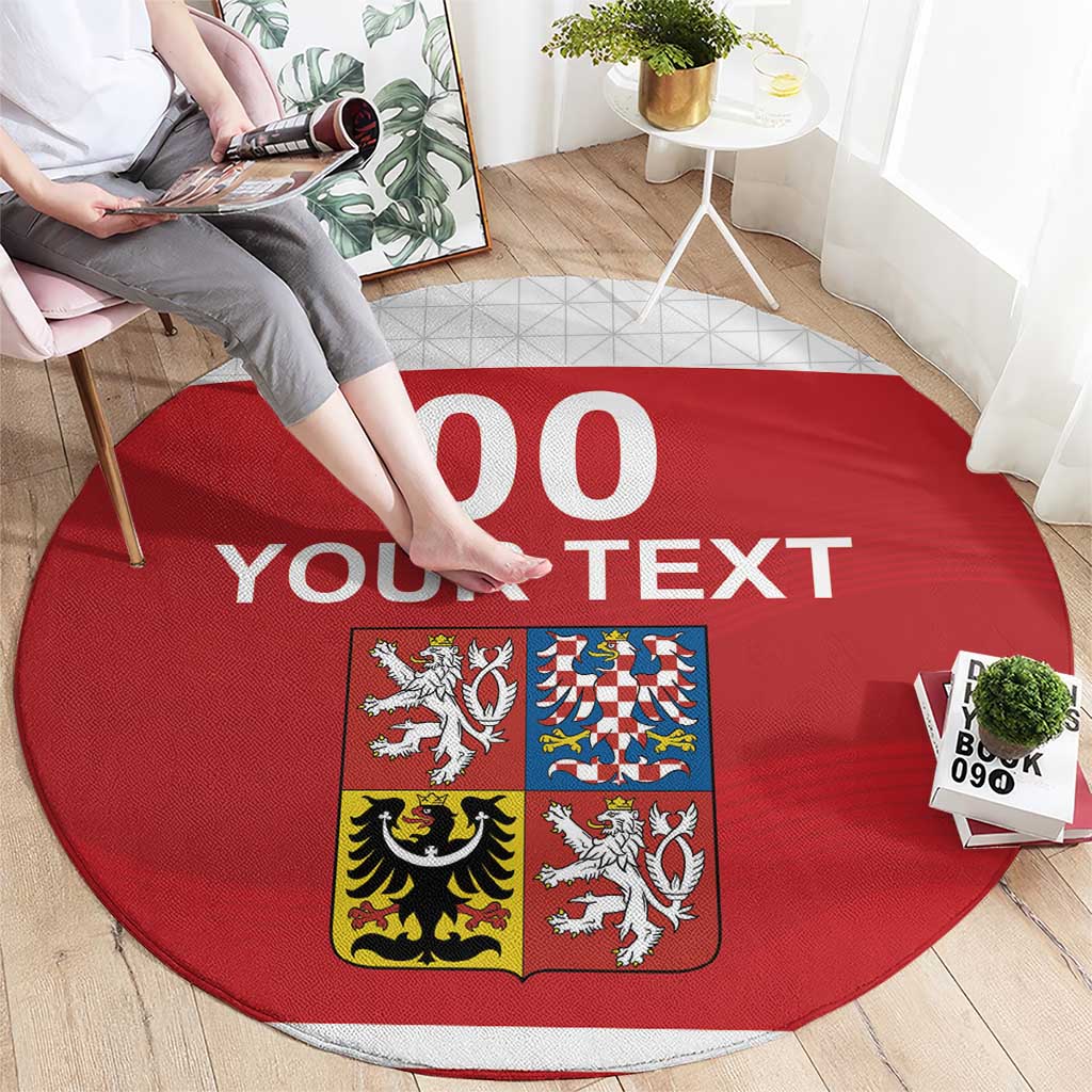 Custom Czech Republic Hockey Round Carpet Czech Lion