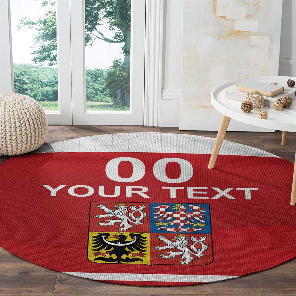 Custom Czech Republic Hockey Round Carpet Czech Lion