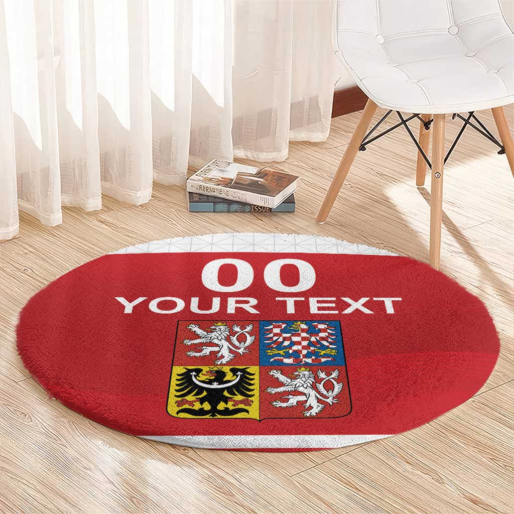 Custom Czech Republic Hockey Round Carpet Czech Lion