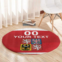 Custom Czech Republic Hockey Round Carpet Czech Lion
