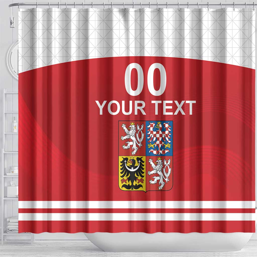 Custom Czech Republic Hockey Shower Curtain Czech Lion